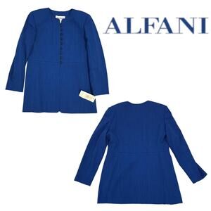 Cobalt Blue Vintage Rafael Button Down Blazer Dress Jacket Size 12 NWT